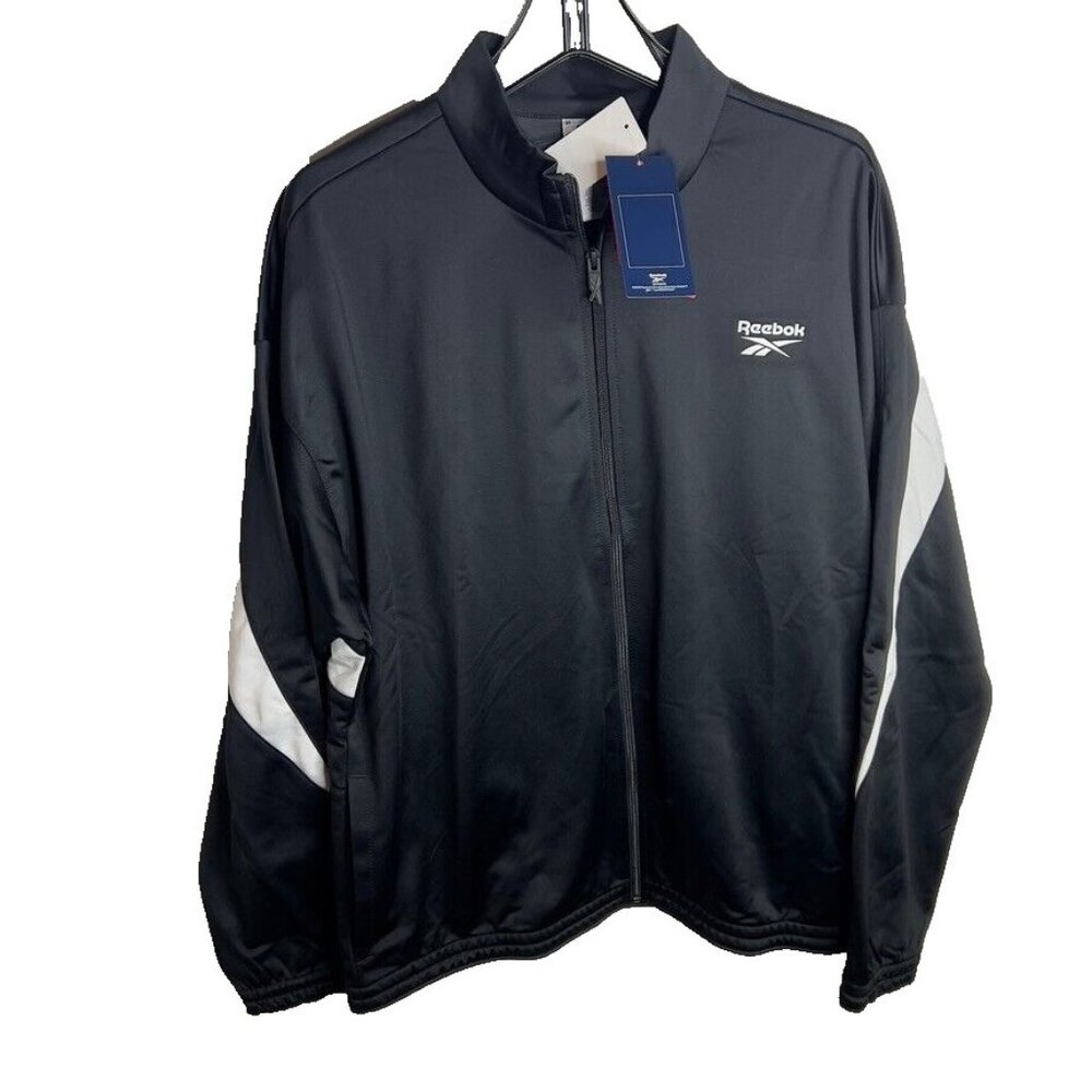 Reebok Men's Identity Vector Zip-Front Track Jacket - Black/ White Size M